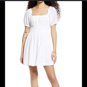 BP Shirred Puff Sleeve Cotton Prairie Dress